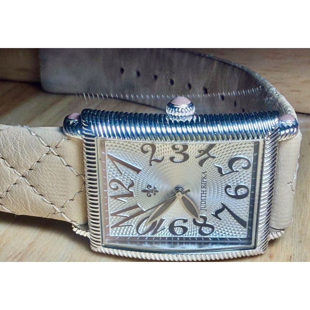 Authentic Judith Ripka Rectangular Cable-Edge Watch - Picture 2 of 6